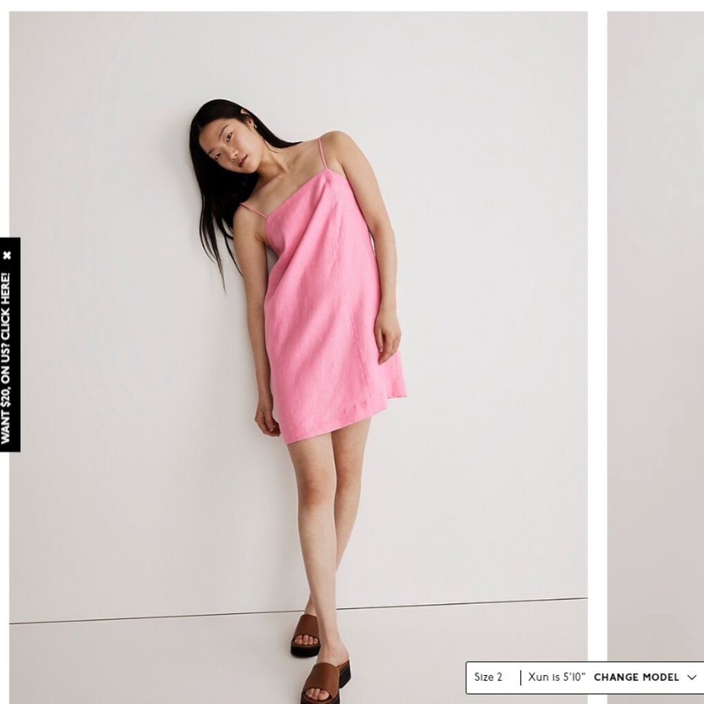 Madewell pink dress - linen - size 0